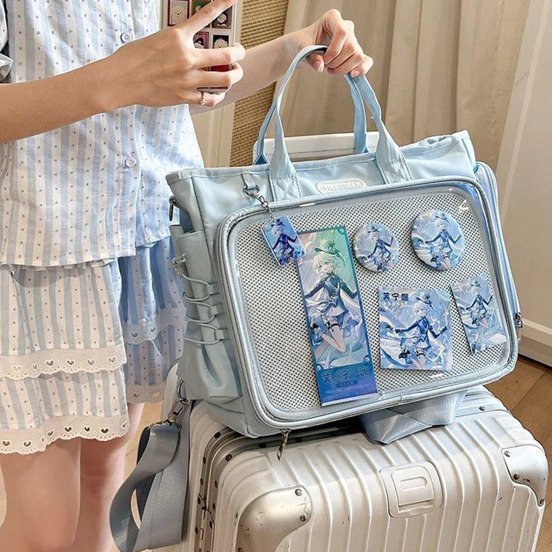 

HAEX Harajuku Women Ita Backpacks 2025 Large Capacity Students Commute Bolso Mujer Casual Nylon DIY Badge Bag Female Can Hold A4