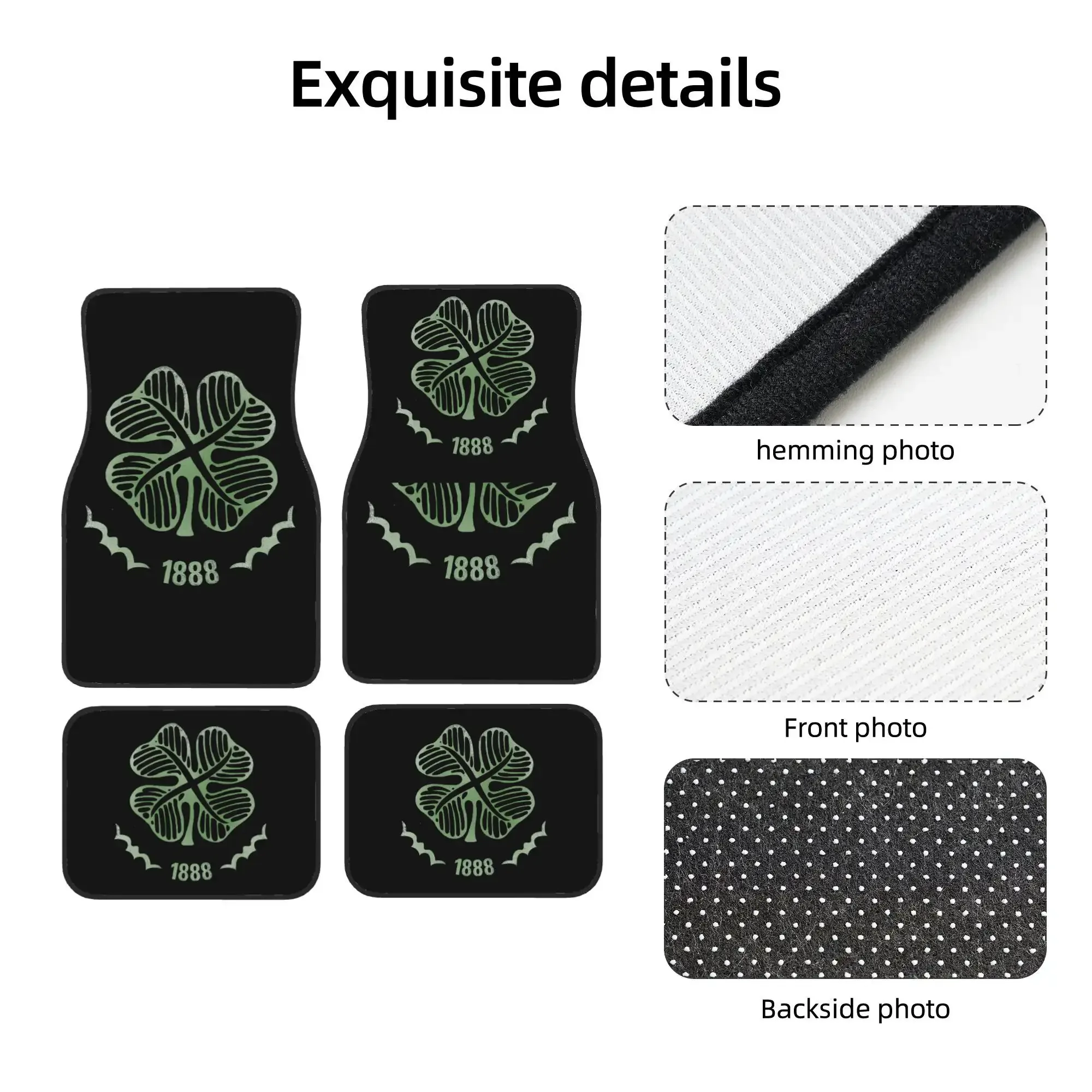 

4pcs Celtic Car Floor Mats- Durable, Playful Design With Green National Car& Shield Of The National, Green Interior Car, Vehicle