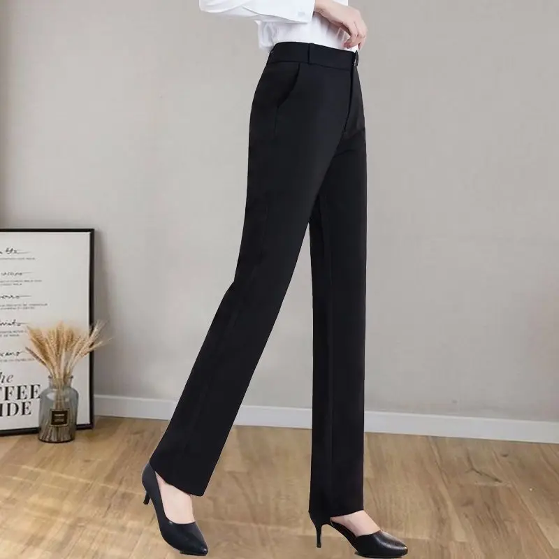 High Waist Casual Work Pants Women's Spring Autumn New Style Slimming Versatile Straight Leg Long Pants OL Professional