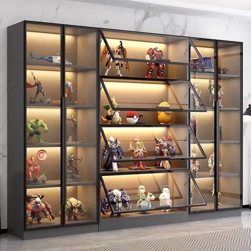 Glass Door Display Cabinet Figure Cabinet Transparent Glass Toy Display Animation Model Display Cabinet Lego Gift Shelf