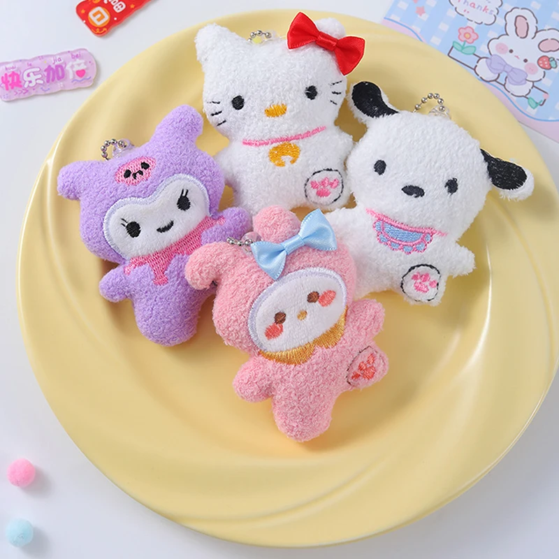 Cute Cartoon Anime Sanrio Plush Keychain, Pingente Engraçado, Boneca Criativa, Decoração Mochila, Acessórios Presentes