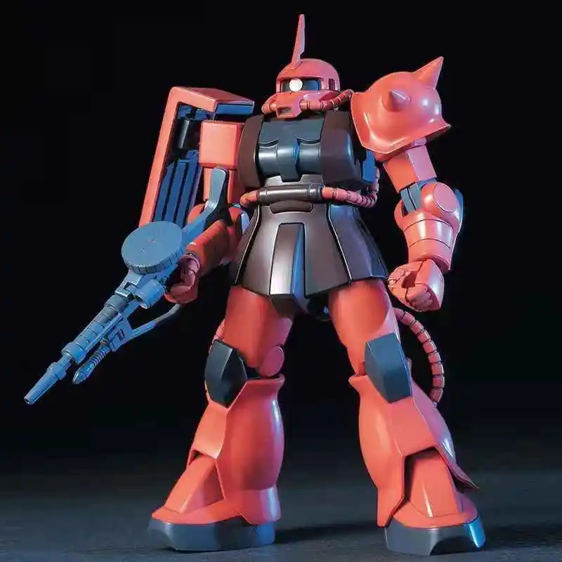 Bandai Hguc 032 1/144 Ms-06S Zaku Char's Custom Red Zaku Assembly Model Cool Gift Garage Mecha Warrior Figure Educational Toy