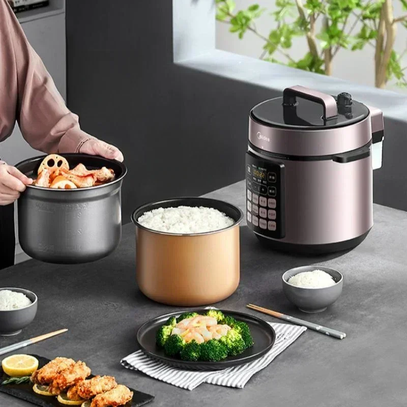 ميديا طنجرة الضغط وعاء داخلي عميق Interlligent 5L جهاز طهي الأرز الكهربائية قدر الضغط العالي الطبخ السريع متعدد الطباخ 800 واط