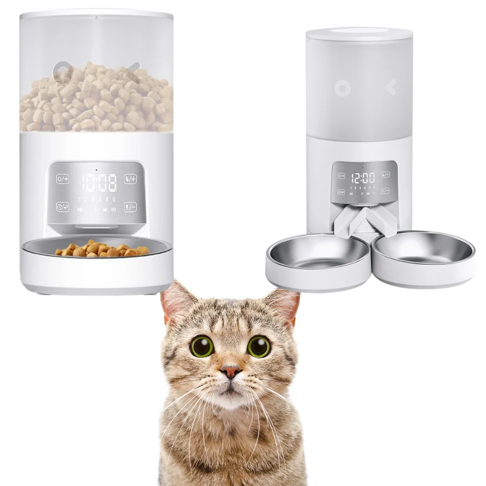 

New 6L Smart Pet Food Feeder Wi-Fi App Control Automatic Cat Food Dispenser With Two Bowls