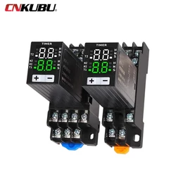 H3Y-2/4 Liquid Crystal Time Relay 220V24V Dual Time with Base Small Digital Display Cycle Time Control Delayer JSZ6