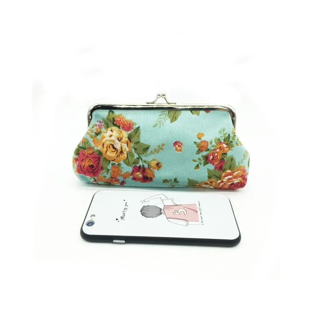 Creative Retro Long Kiss Lock Wallet Vintage Flower Floral Coin Purse Small Wallet Credit Card Holder Money Clutch Bag Outdoor