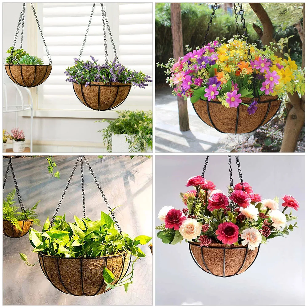 

2Pcs Hanging Flowerpot Outdoor Planter Basket Coconut Liner Balcony Garden Wall Hanging Plant Container Plant Basket
