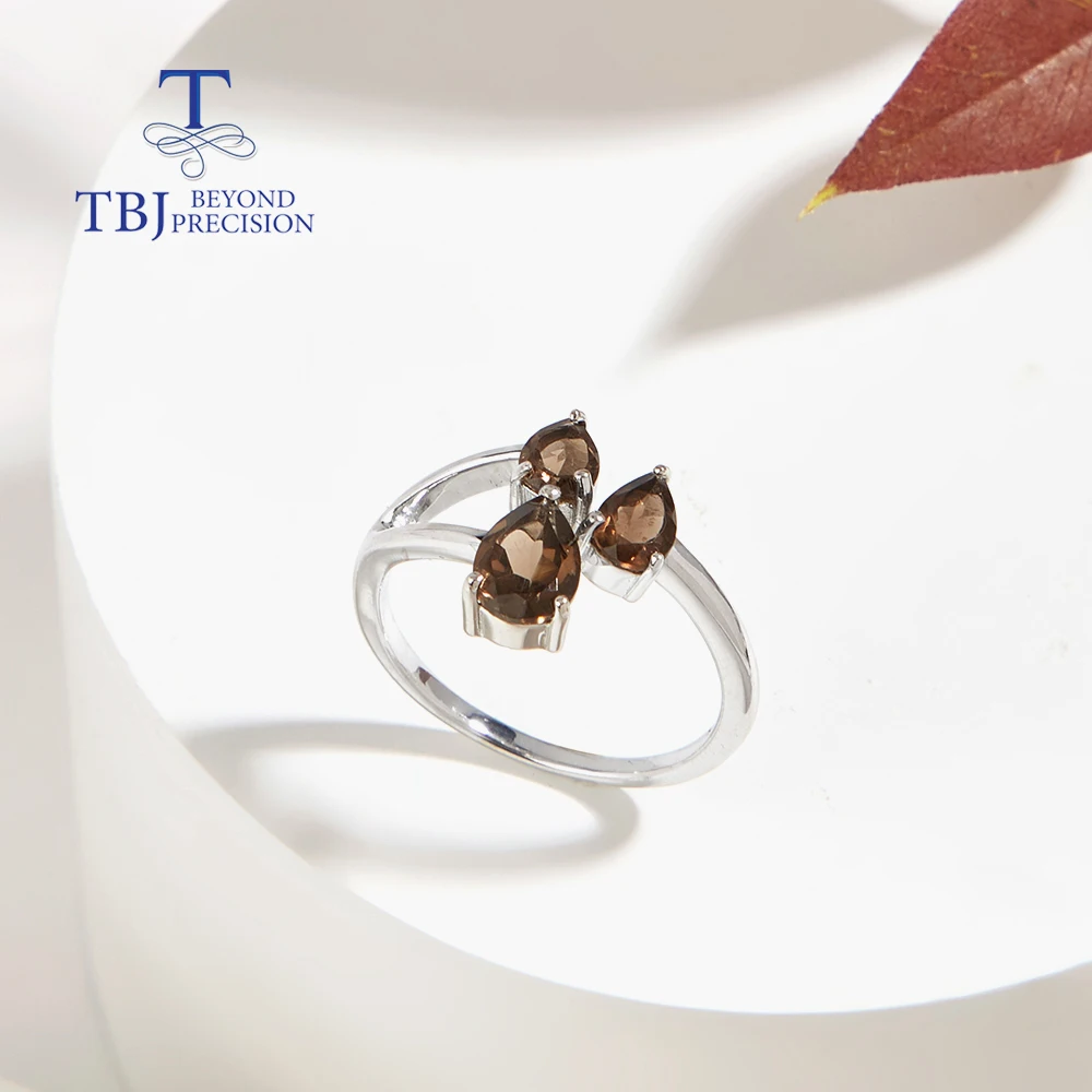 

TBJ Gorgerous Designer Ring for Women S925 Silver Natural Smoky Gem Anime Fashion Fine Jewelry Birthday Party Fancy Gift