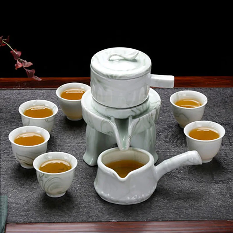 

Automatic Stone-Mill Ceramic Lazy Stone Grinding Tea Set, Rotating Water Teapot, Cup for Tea Ceremony, Gifts, Household