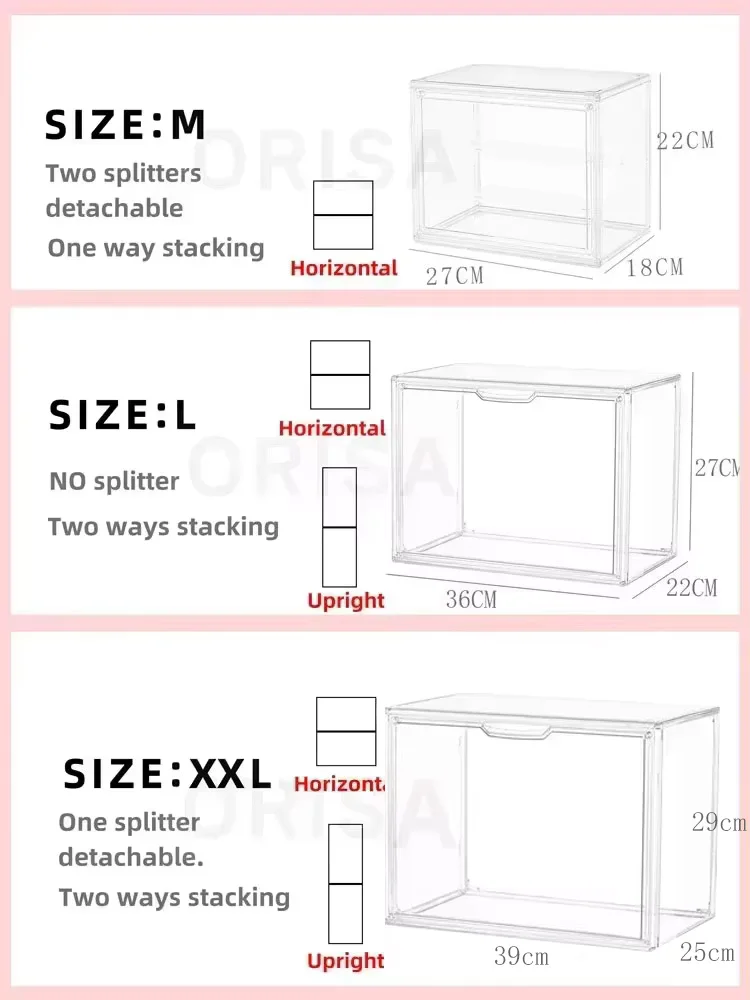 منظم صندوق تخزين متعدد الوظائف قابل للطي للتماثيل والمجوهرات والمكياج وصندوق أعمى وعرض الحقائب - علبة أكريليك كبيرة جدًا