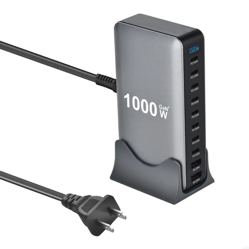 Highly speed 1000W Gans 10Port Compactly Charging Hubs Wide Device Compatibility Durability ABS Build Long Last