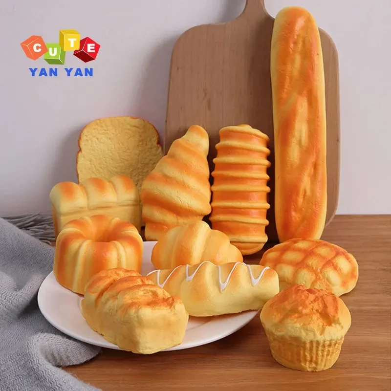 

Artificial Simulation Bread Soft Rebound Fake Food Christmas Party Kids Kitchen Toys French Baguette Toast Cake Pretend Baker