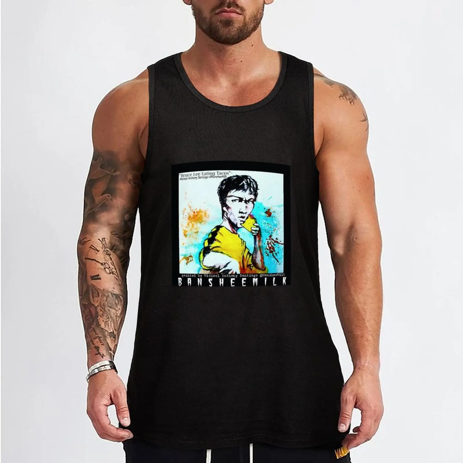 Bruce Eating Tacos Tank Top Men's fitness t-shirt gym t-shirts man Men's summer clothes 2024