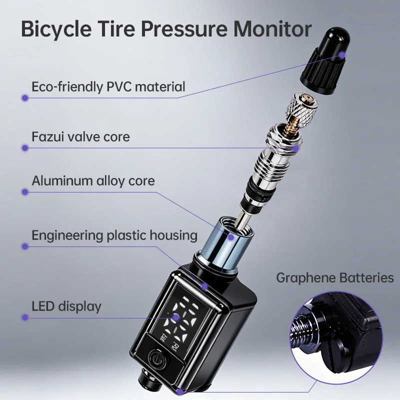 Road Bike and Mountain Bicycle Tire Pressure Monitor Presta Valve Inserts FV Nozzle Cap(Includes Inner Liner)Low Tire Pressure I view 4