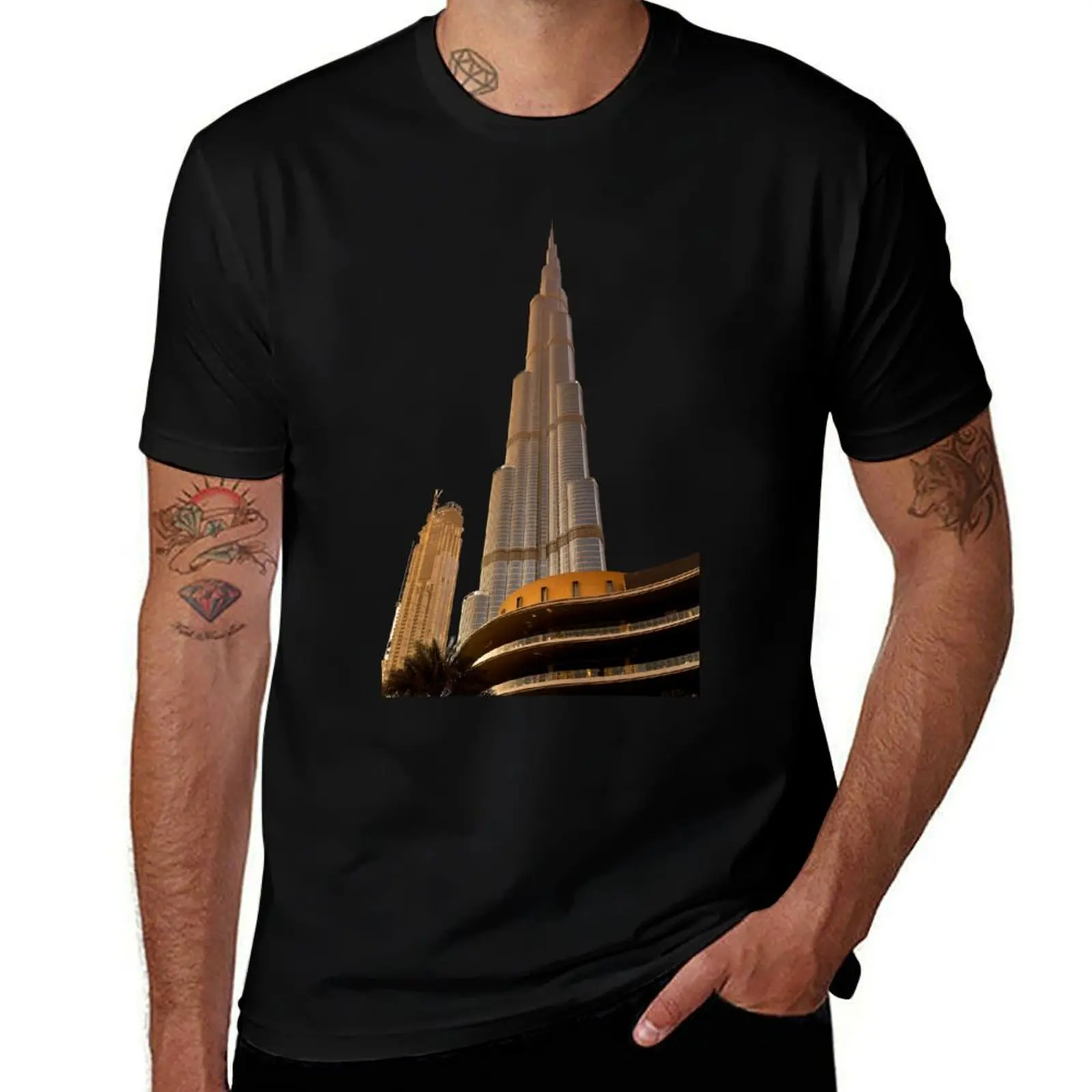 

burj khalifa tower T-Shirt Work Wear Lightweight Tee