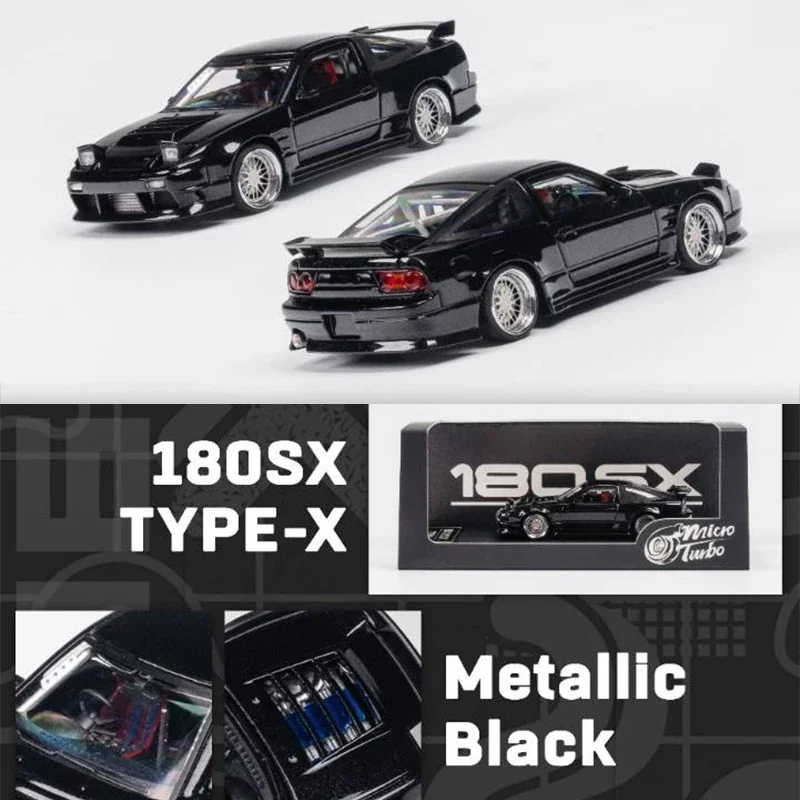 

Micro Turbo 1:64 Model Car S13 Silvia 180SX Type X Refitting Alloy Vehicle - Metallic Black Headlights are reversible