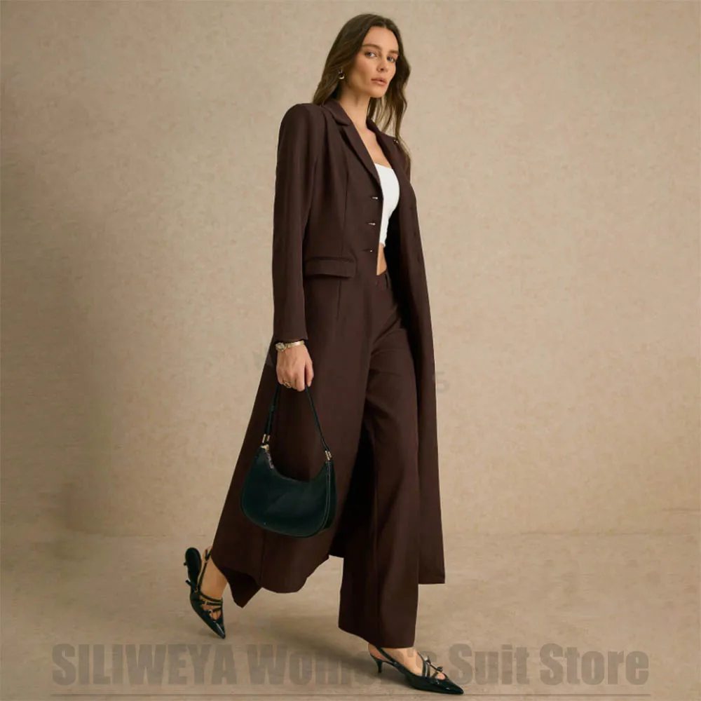 Fashion Women's Suit 2 Piece Long Sleeves Single Breasted Wear Elegant Solid Color Casual Formal Office Party Tailored Outfit