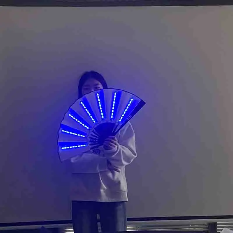 Rechargeable Glow Folding LED Fan Dancing Lights Night Show DJ Bar Night Club Wedding Decoration Stage Performance Props