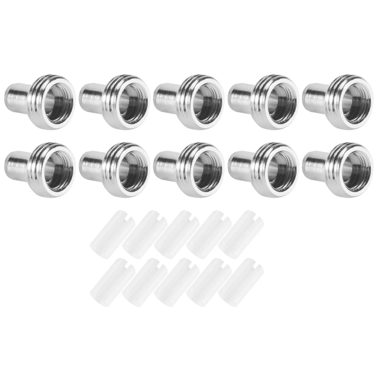 10Pcs Ceramic Tube Sleeves and 10Pcs Metal Head Connector Adapters for Fiber Optic Visual Fault Locator