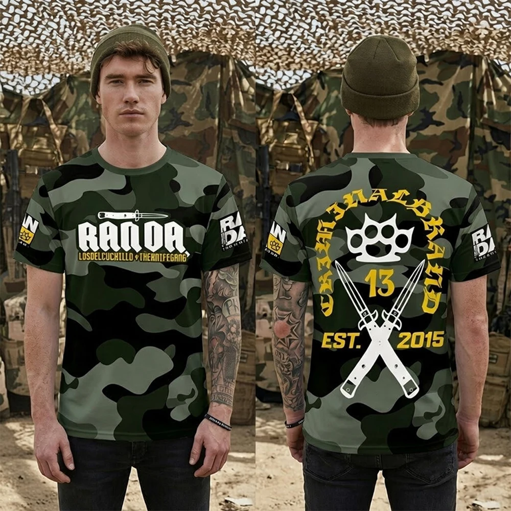 

Men's Tactical Camouflage Print T-Shirt Street Fighting Style Short-Sleeve Shirt Summer Breathable Quick-Drying Crew Neck Top