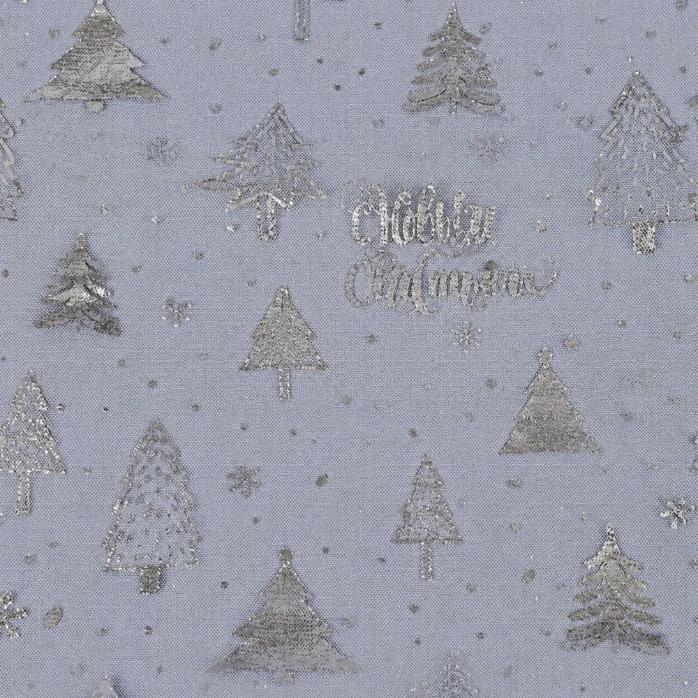 Christmas Tree Pattern Tulle Table Runner Bronzing Translucent Christmas Tulle Fabric Glitter Rustic Sheer Gauze Table Runner