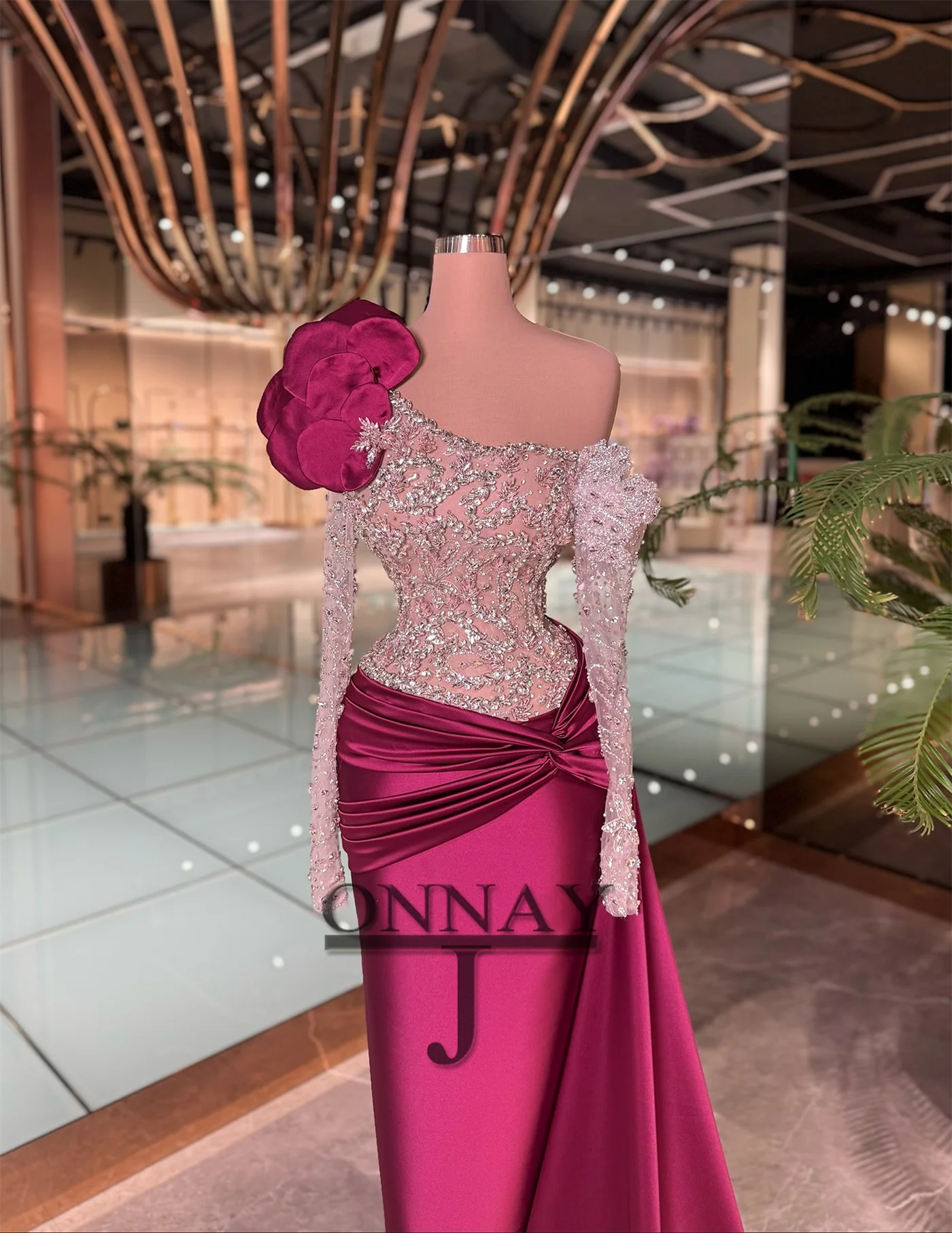 Customized Classic Ruched Graduation Dresses 3D Flowers Full Pearls Rhinestones for Women Robes De Soiree Bespoke Special Party