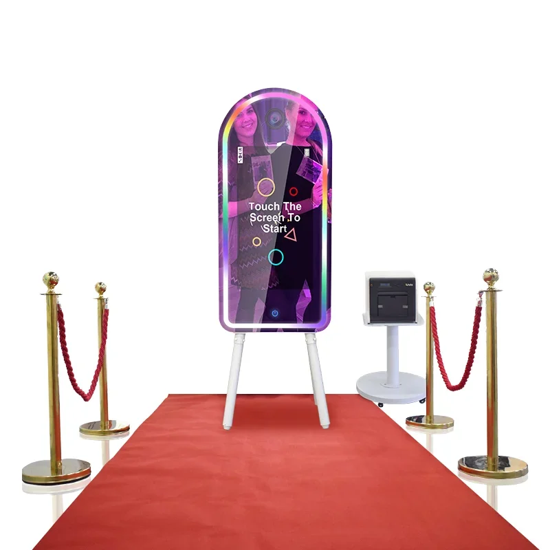 2026 Magic Roamer Video Photo Booth Machine 45/32 Inch Touch Screen Party Compatible Devices Smartphones Cameras