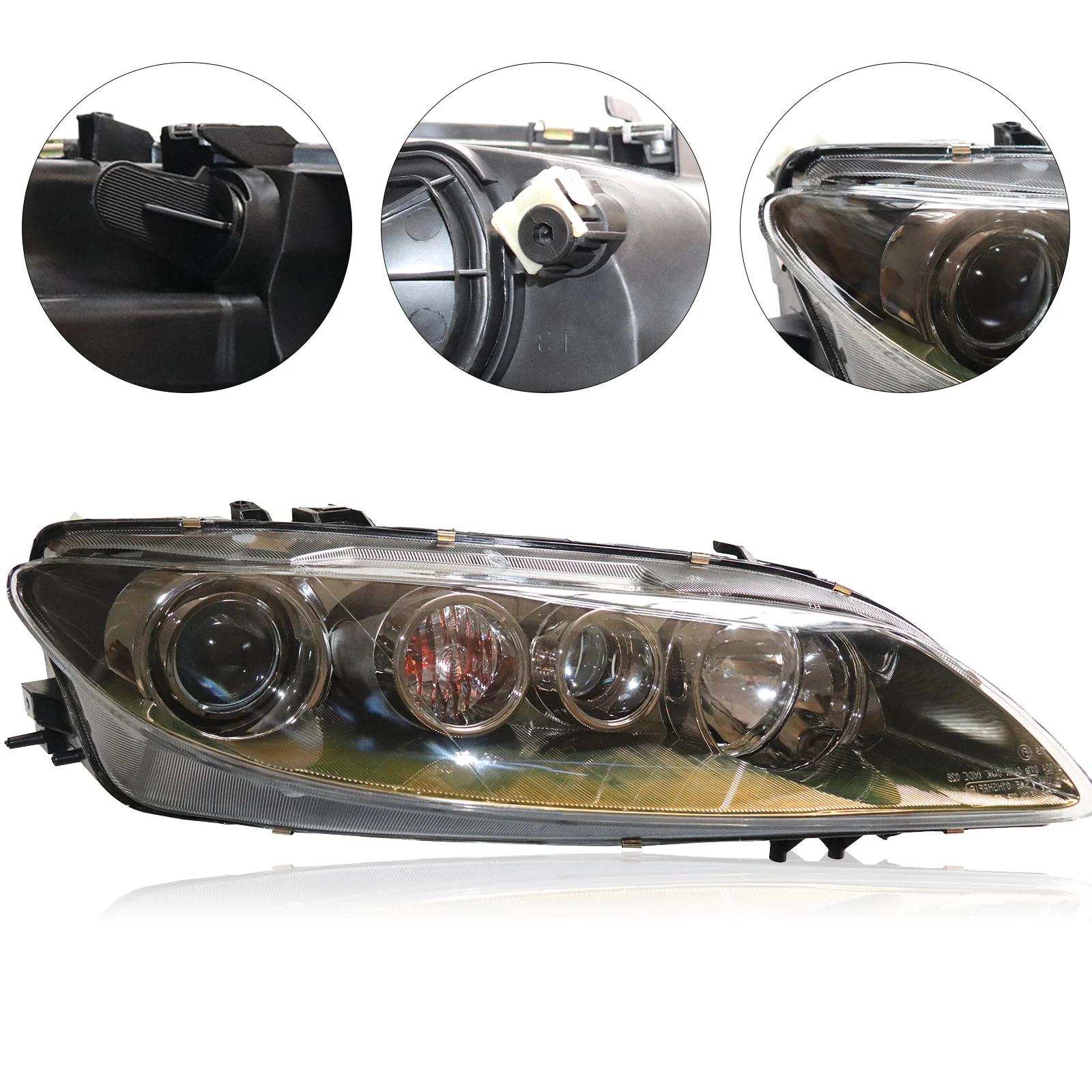 Fari LED Highlander, Luce Alogena per Guida Notturna, Compatibile con Mazda 6 2006-2008 Costruzione PC+PP Durevole