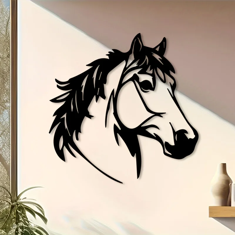 1pc Iron Horse Head Wall Art Decor, Minimalist Metal Sculpture for Living Room, Bedroom, Office, Gift for Art Lover