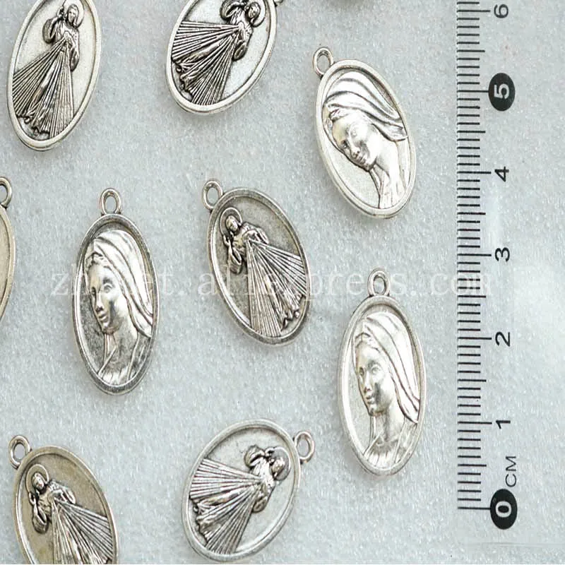 10 Pieces / Gold Plated Catholic Virgin Mary Small Medal Handcraft Craft, Bracelet Jewelry Rosary Handmade DIY Medal