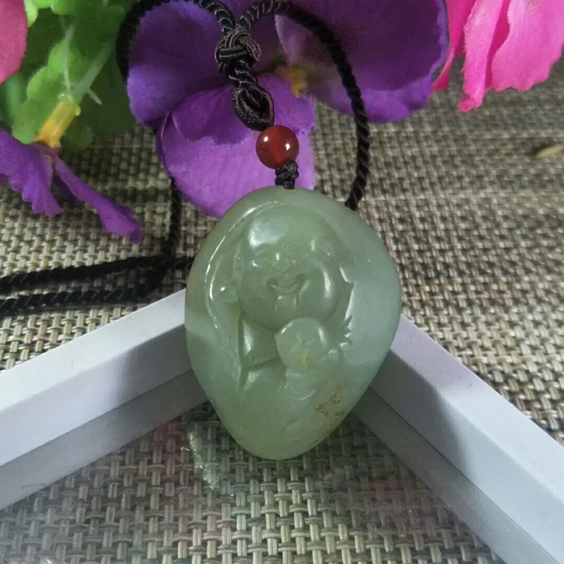 

Natural Hetian Jade Hand Carved Buddha Jade Pendant Jewelry Lucky Exorcise Evil Spirits Auspicious Safety Amulet Fine Jewelry