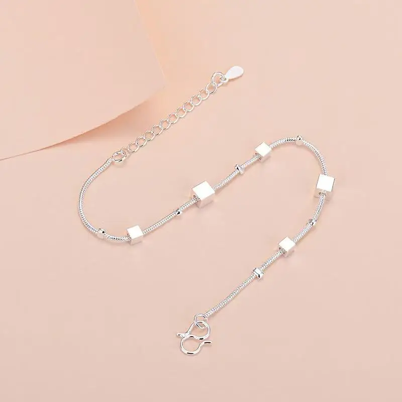 Luxury Handmade Original Fine Jewelry 925 Sterling Silver Charm Bracelet Soft Smooth Adjustable Bracelets for Women
