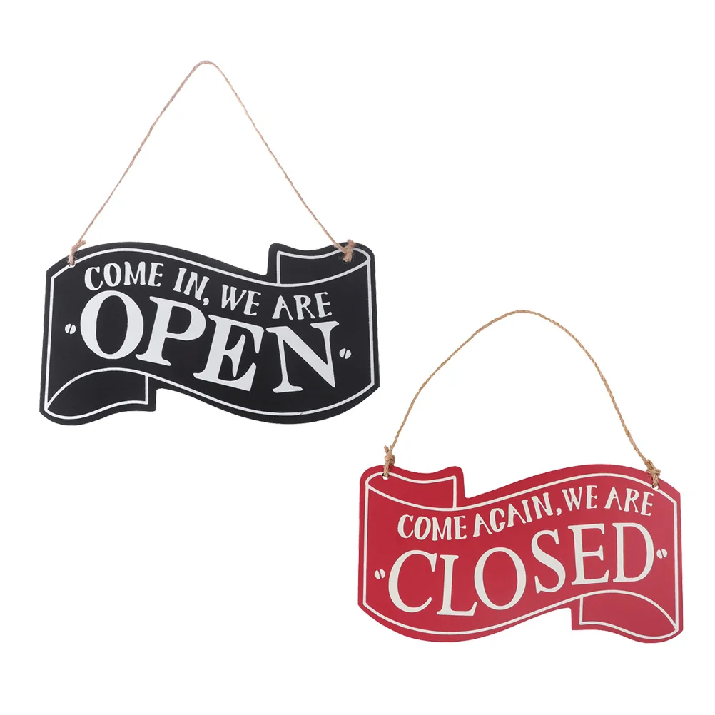 

2Pcs Decorative Doorplate Signs Quality Wood Double Sided Open Close Hanging for Home Bar Cafe Shop Wall Window Display