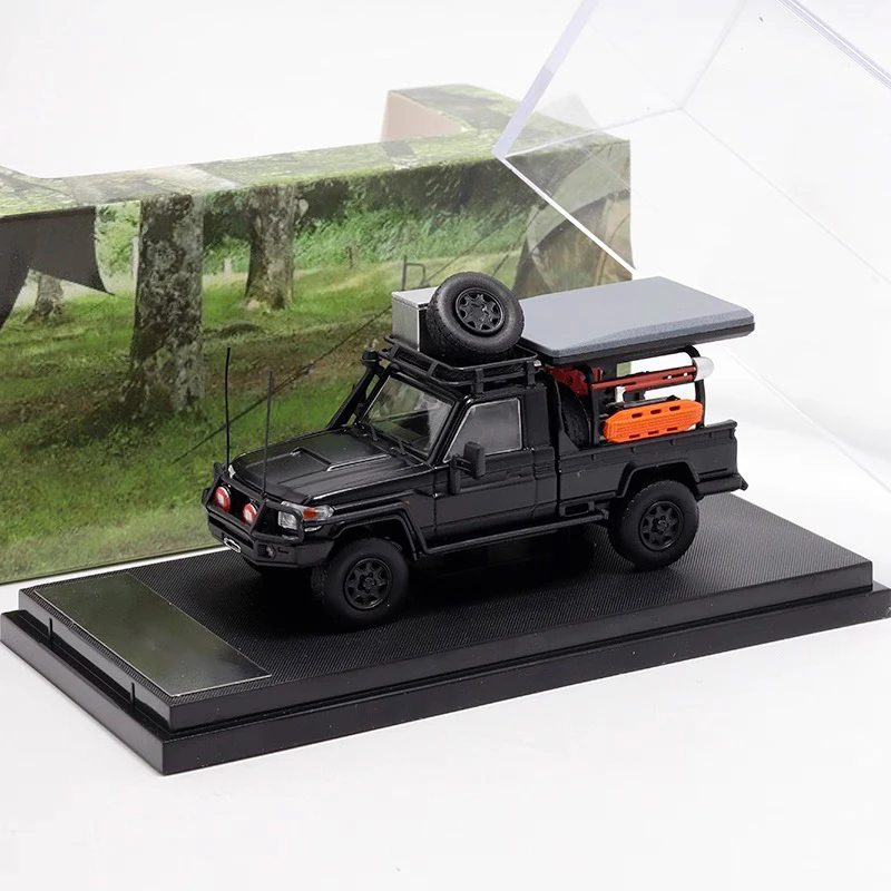 Nuevo modelo de camioneta fundido a presión de aleación 1/64, coche, camión, 3 colores, modificación de acampada, colección de simulación, juguete ornamental