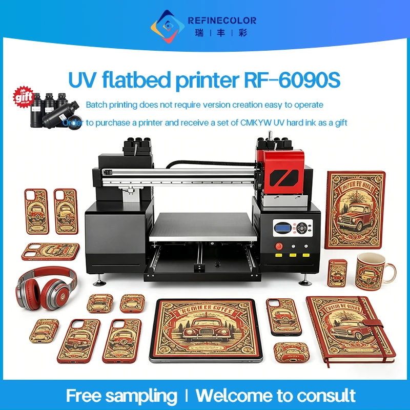 

УФ-принтер Refinecolor RF-6090s 60*90 мм с оригинальной печатающей головкой Epson F1080 для печати на чехлах для телефонов и продуктах серии Apple.