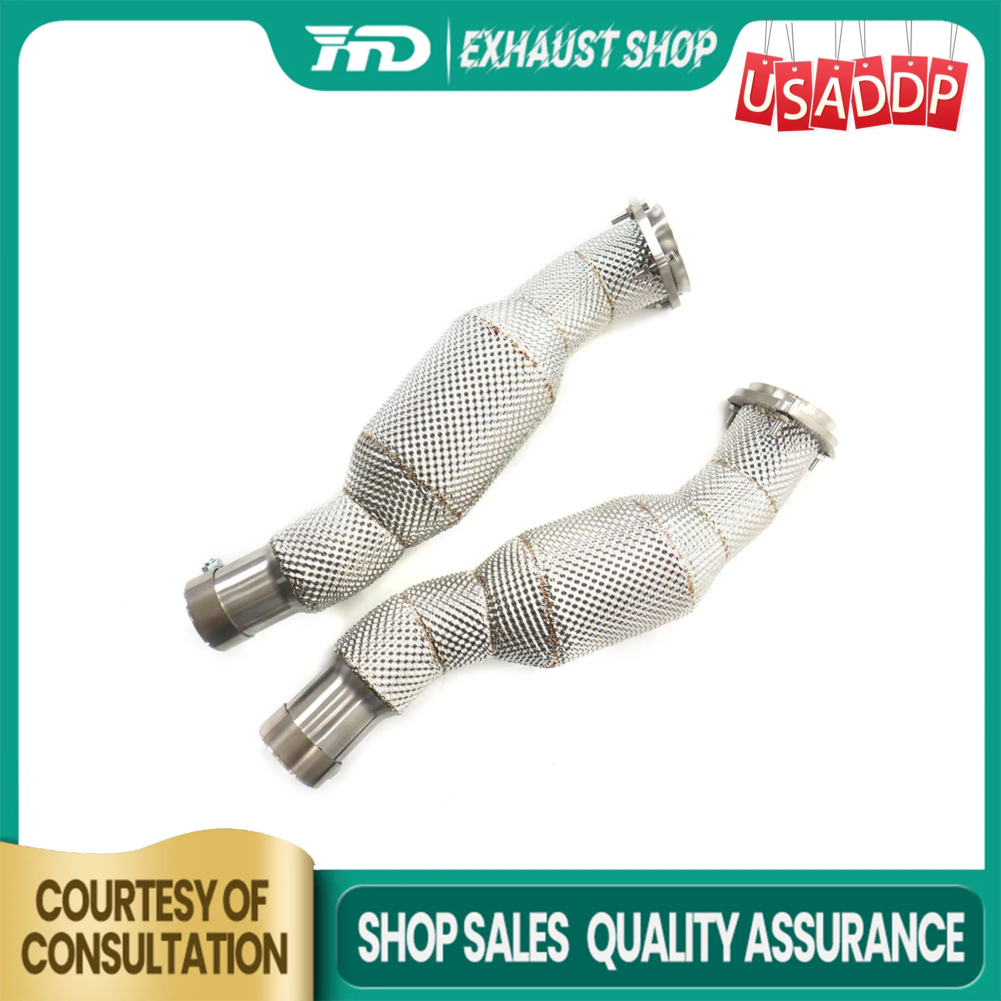 

SS304 Downpipe for Ferrari F430 SC Heat shields Exhaust system Sounds good with/without Catalytic Converter