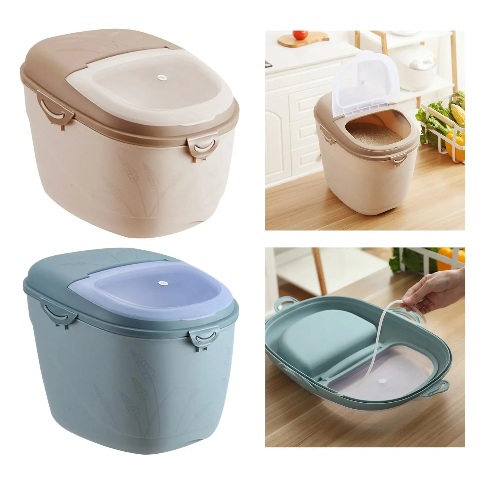 Recipiente de arroz, caixa de armazenamento de alimentos a granel de 10 kg com rodas, perfeito para alimentos secos, farinha, armazenamento de arroz