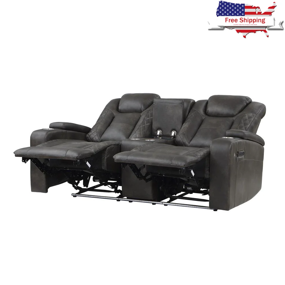 Power Reclining Loveseat Couch USB Ports Cup Holders 72