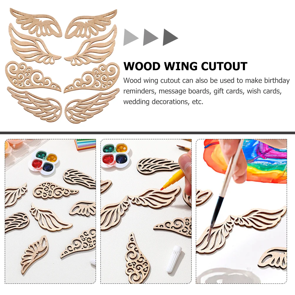 40 Pcs Mini Log Angel Wings Toddler Decor Tree Cutout Wooden Christmas Ornaments Slabs