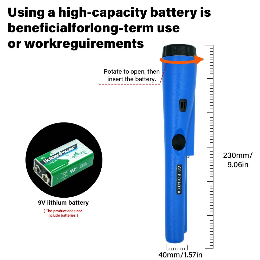 Détecteur de métaux à pointeur GP avec conception étanche haute sensibilité pour une localisation précise de pièces d'or et d'argent et une chasse au trésor