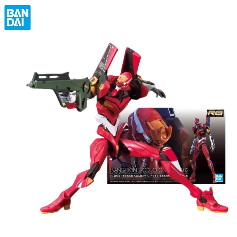 In Stock BANDAI Original RG EVA EVANGELION-02 Production Model Asuka Langley Soryu Action Figure Anime Figure Toys for Kids Gift