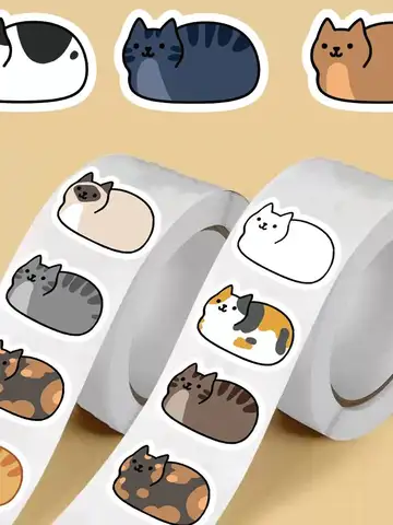 500PCS Kawaii Cartoon Cat Tuo Roll Stickers Skateboard Laptop Luggage Scrapbook Cool Phone Gift Waterproof Phone Cute Sticker