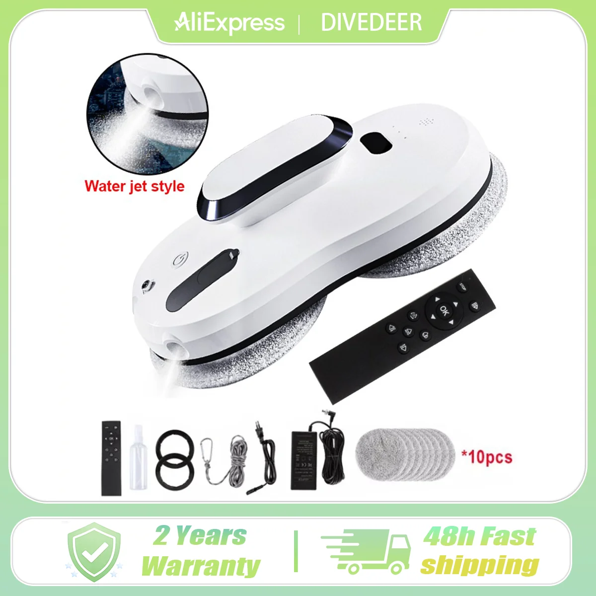 DIVEDEER Smart Window Cleaning Robot with Spray Function Electric Glass Window Cleaner Home Use Remote Control Model