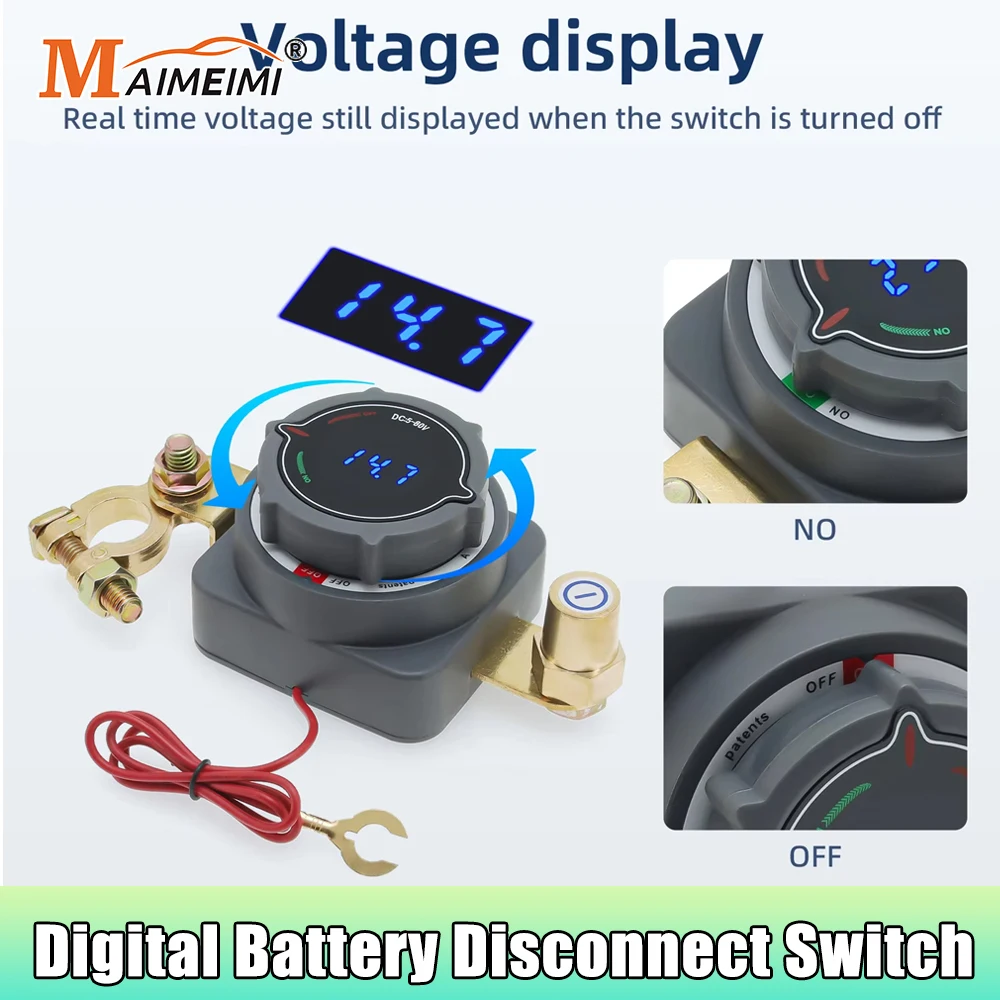 5V-80V 300A Digitalanzeige Batterietrennschalter mit Voltmeter 12V 24V 48V Ein Aus Kill Schalter für Marine Auto LKW Anhänger