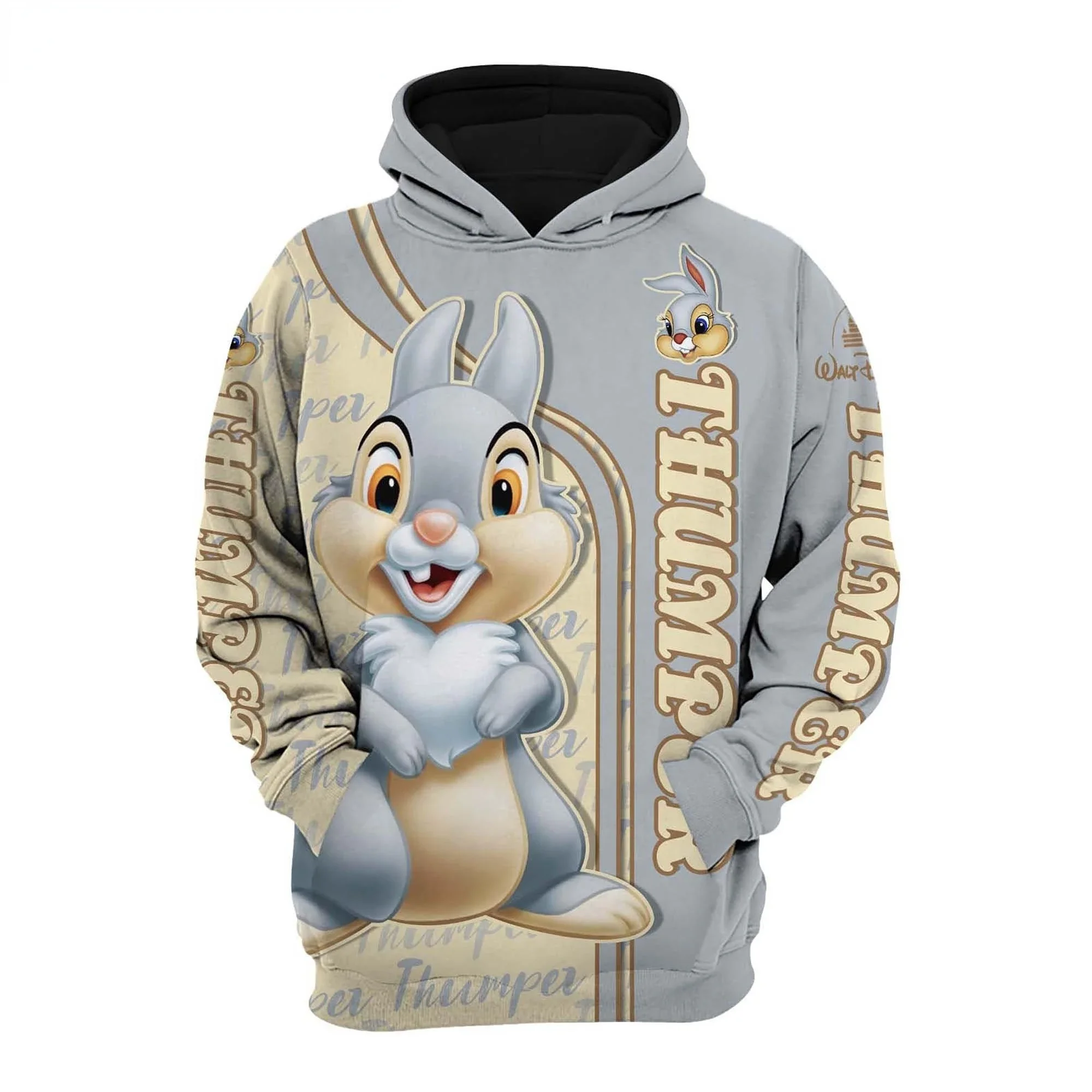 Thumper Rabbit Bambi Disney Cartoon Graphic 3D Hoodie Zip Hoodie