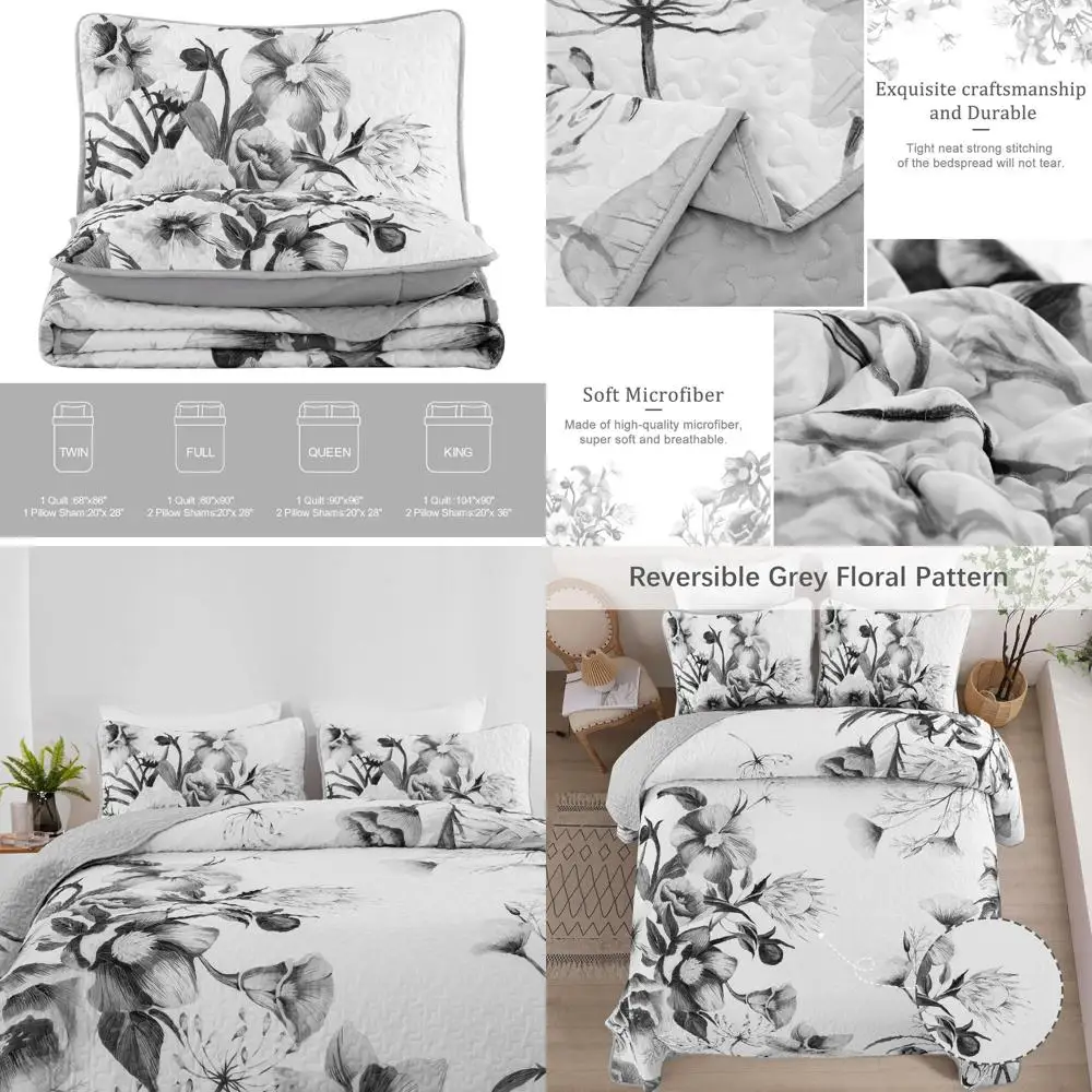 

Комплект постельного белья Loral, 3 предмета, серый, комплект покрывал Loral, легкое стеганое покрывало из микрофибры, белое, для всех сезонов, 104 дюйма