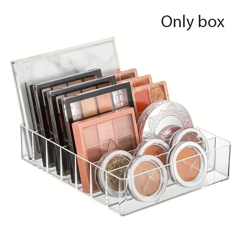Transparenter 7-Fächer Make-up-Palette-Organizer aus Acryl mit Schublade für Lidschatten, Rouge und Kosmetik – Schminkkasten-Organizer