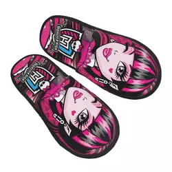 Custom Monsters High Logo Comfy Scuff With Memory Foam Slippers Women Dolls Spa House Shoes