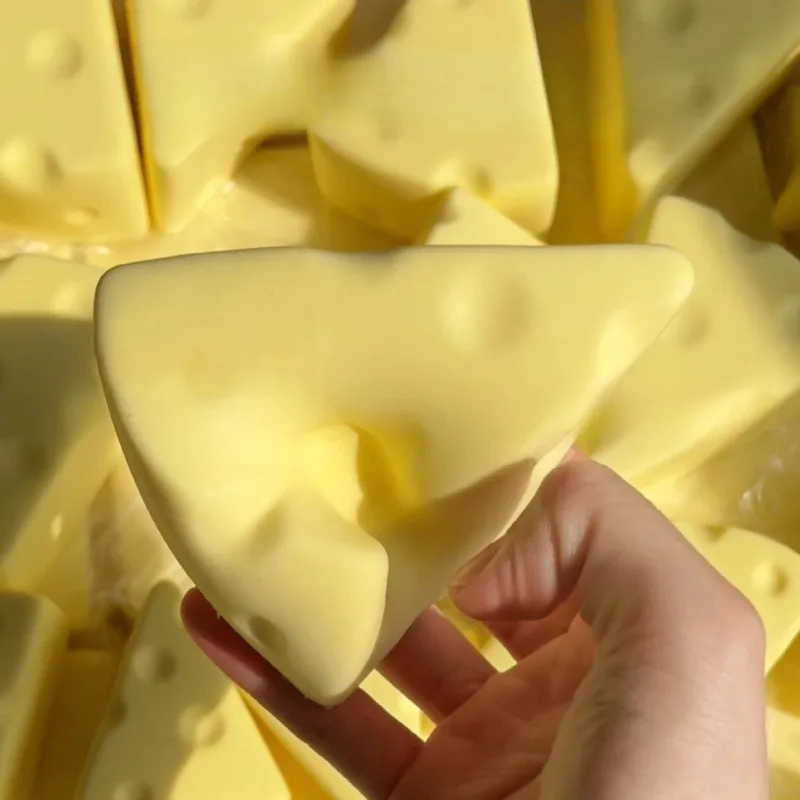 Squishy Simulated Cheese Squeeze Toy Soft Stress Relief Slow Rising Sensory Fidget for Anxiety ADHD Autism Gifts for Kids Adults