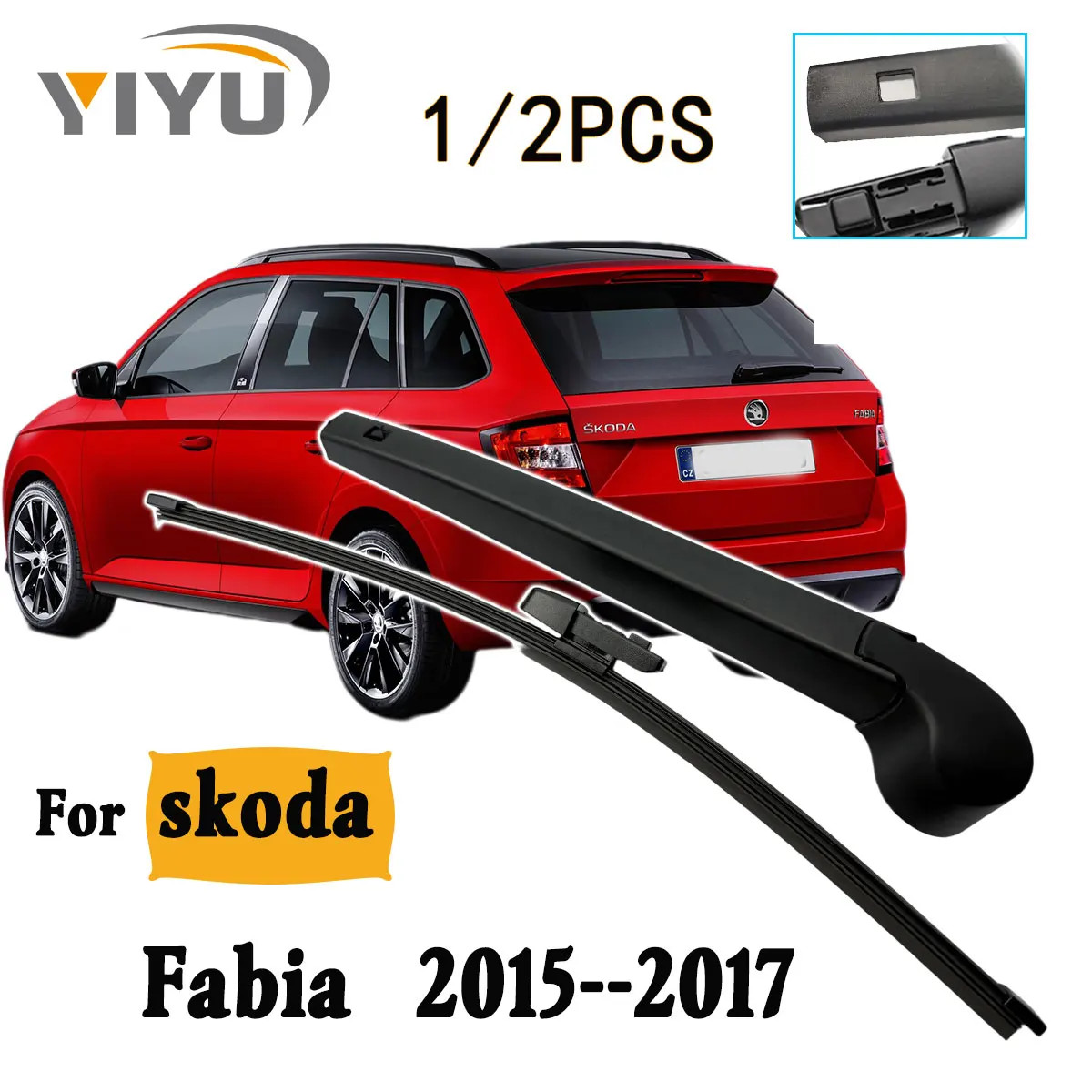 1/2 Stück Heckscheibenwischerblatt Wischerarm-Set für Skoda Fabia 2015–2017 Windschutzscheibe Heckscheibe